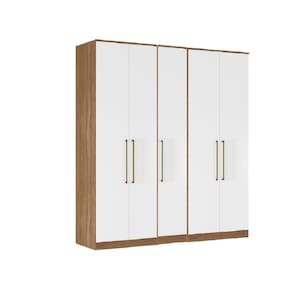 Roupeiro Modulado Irlanda 5 Portas 6 Gavetas e Prateleiras - Amendola Touch/Branco Demóbile