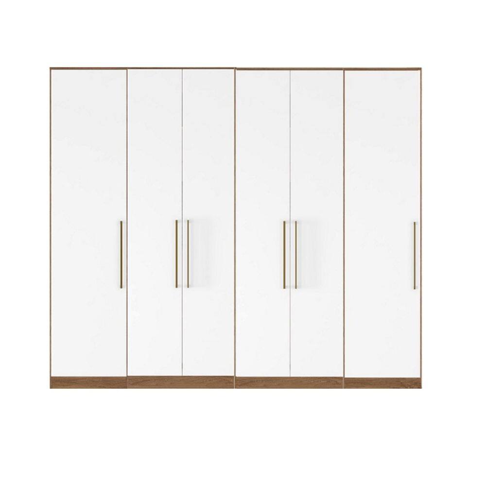 Roupeiro Modulado Irlanda Casal 270cm 6 Portas, 6 gavetas, Cabideiro e Prateleiras - Amendola Touch/ Branco Demóbile