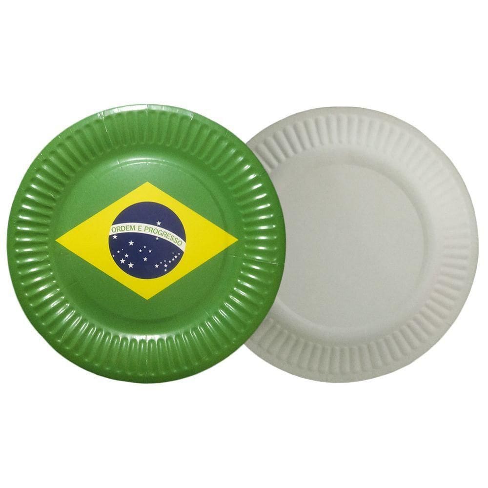 Prato Redondo Brasil Copa Do Mundo 18cm - 10 Unidades