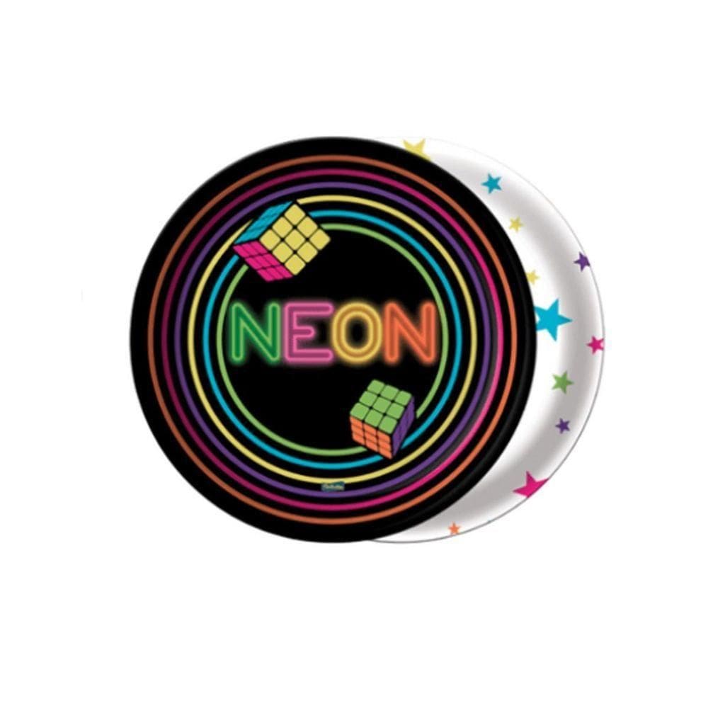Prato Descartável Neon - 8 Unidades