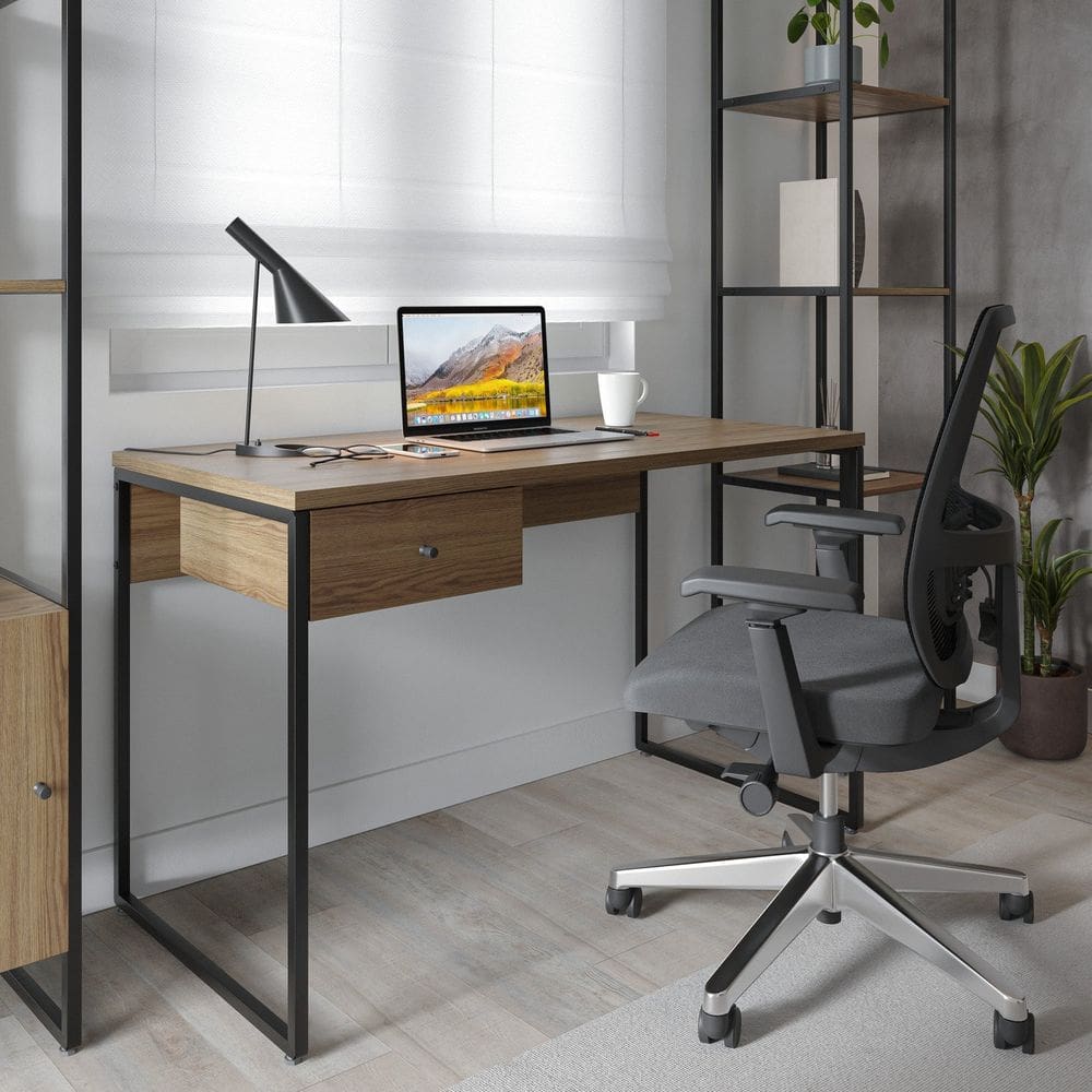 Mesa Escrivaninha Voss 1.2 75cm X 120cm X 60cm Freijó/Preto