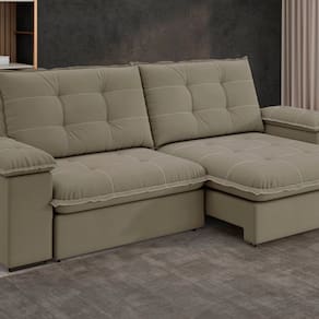 Sofá Fofao Premium Slim 2.50 Cm Retrátil e Reclinável 4 Lugares Marrom