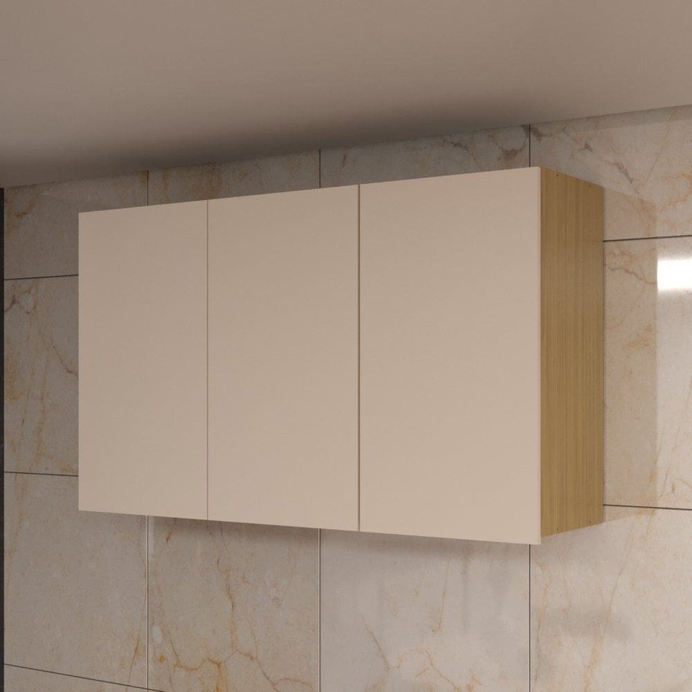 Armário Aéreo de Cozinha 3 Portas 120cm Giorgia Canary/Off White