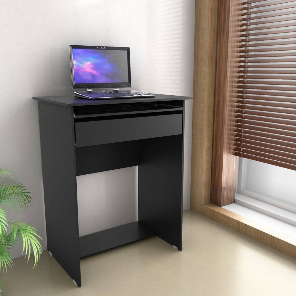 Escrivaninha Pequena com Gaveta e Suporte de Teclado Bella 63cm X 79cm Preto