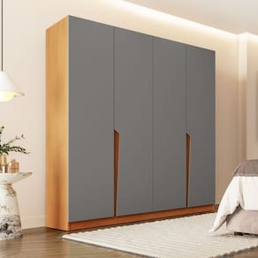 Guarda Roupa 4 Portas 4 Gavetas Porto Freijó/Cinza