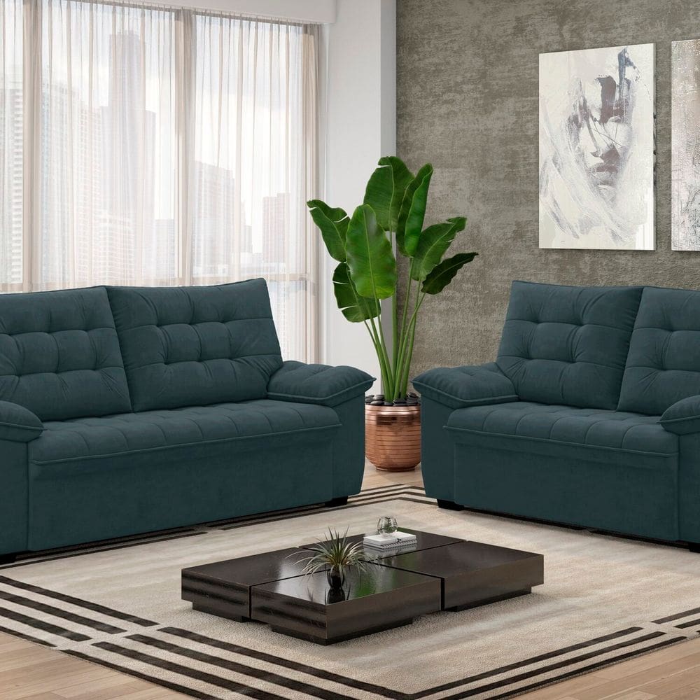 Conjunto Estofado 3 e 2 Lugares Bertioga Petróleo
