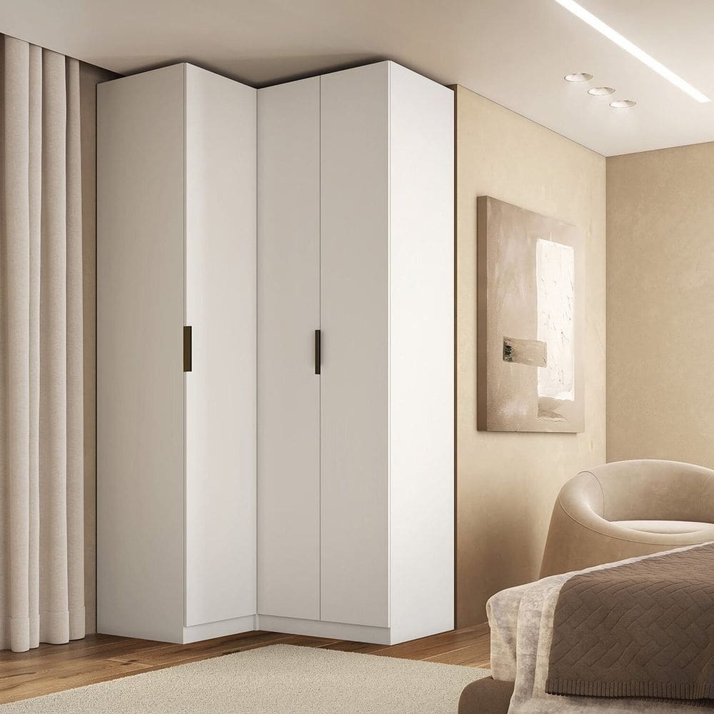 Guarda-roupa de Canto Reto 3 Portas Mdf Altezza Slim Branco