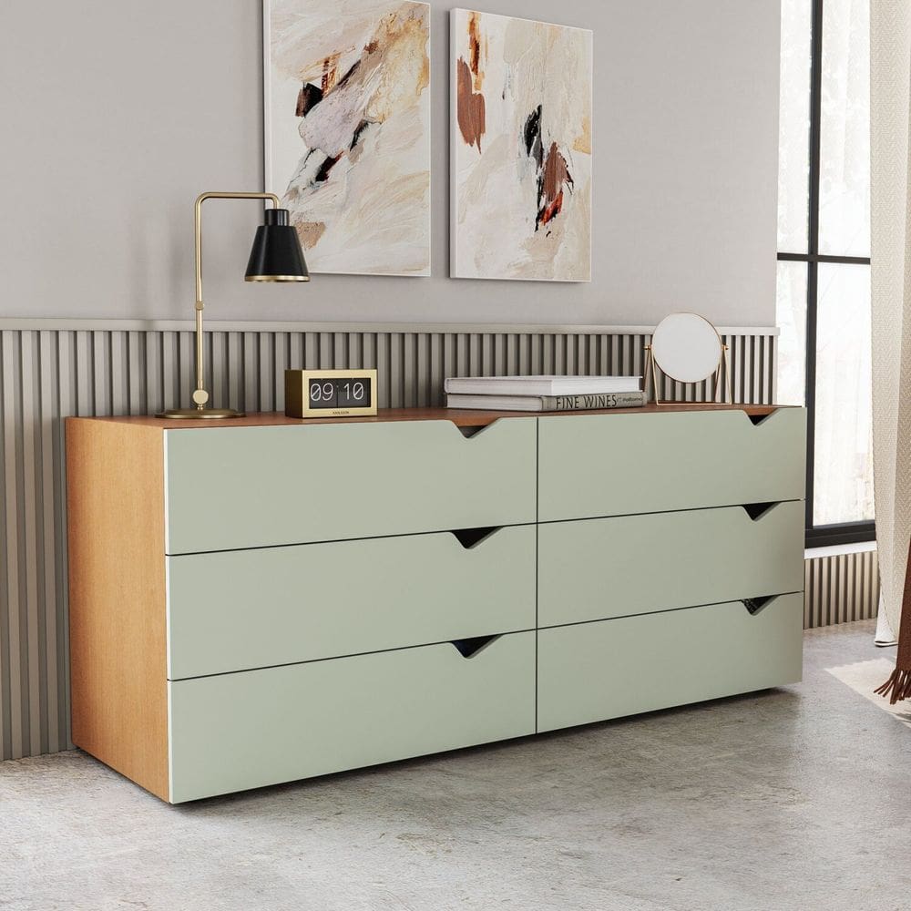 Cômoda 6 Gavetas 63,1x150,1x46 Cm Porto Verde/Freijó