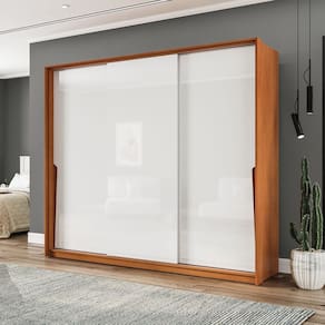 Guarda-roupa 3 Portas de Correr 4 Gavetas Freijó/Branco