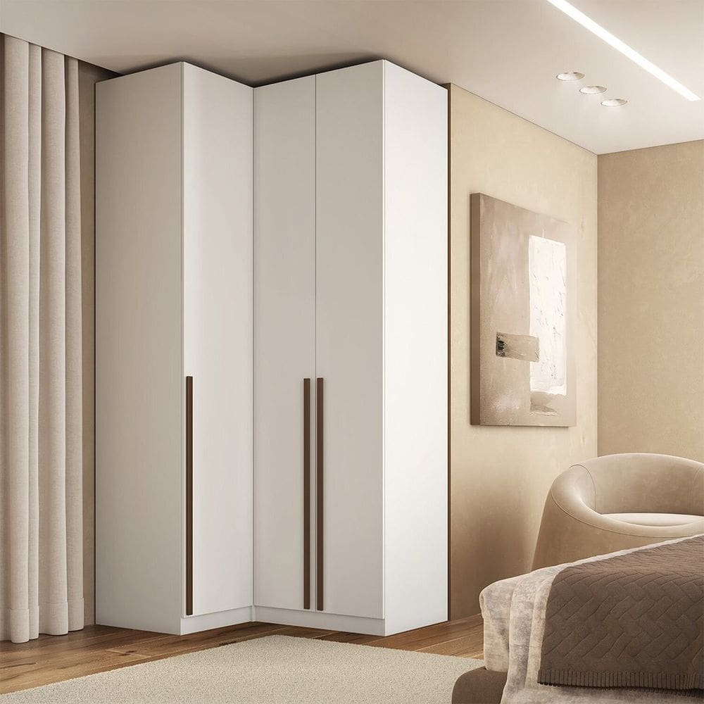 Guarda Roupa de Canto Reto 3 Portas Mdf Altezza Trend Branco