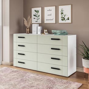 Cômoda 8 Gavetas Lisboa Politorno Móveis Verde/Branco