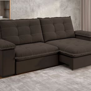 Sofá Fofao Premium Slim 2.50 Cm Retrátil e Reclinável 4 Lugares Marrom