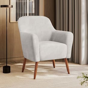 Poltrona Decorativa Estofada e Orgânica com Pés Palito Panamá Espresso Móveis Bege Claro