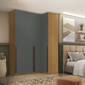 Guarda-roupa de Canto Reto 4 Portas Altezza Trend Freijó/Titânio