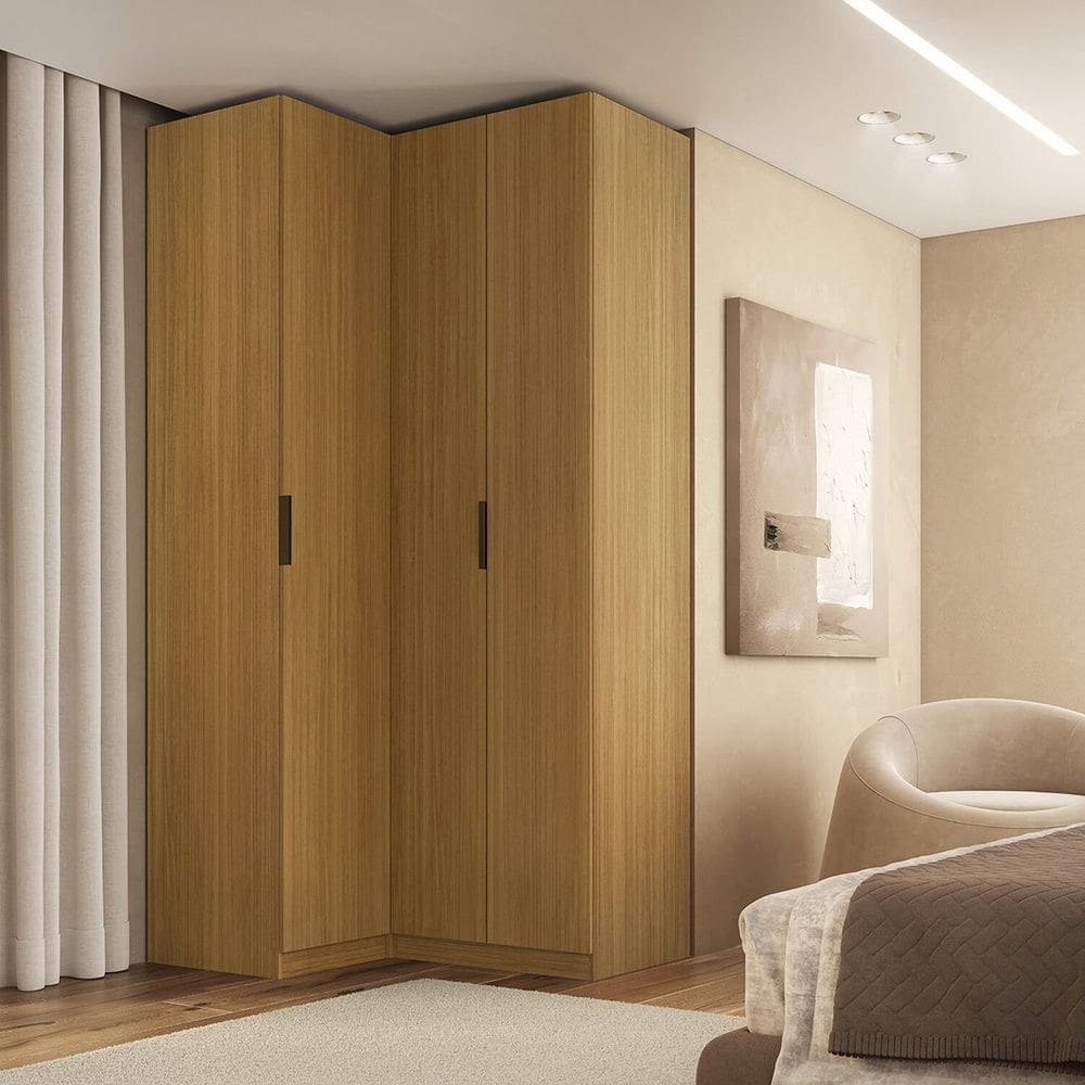 Guarda-roupa de Canto Reto 3 Portas Mdf Altezza Slim Freijó