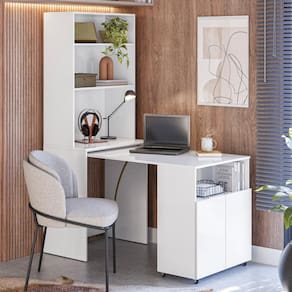 Mesa Com Estante Para Quarto Pequim Branco