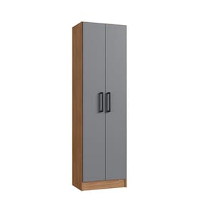 Armário para Escritório 2 Portas 177x52x34 Cm Freijó/Cinza