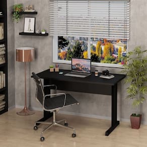 Mesa de Escritório Escrivaninha 120x60 Cm com Pé Metal Preto