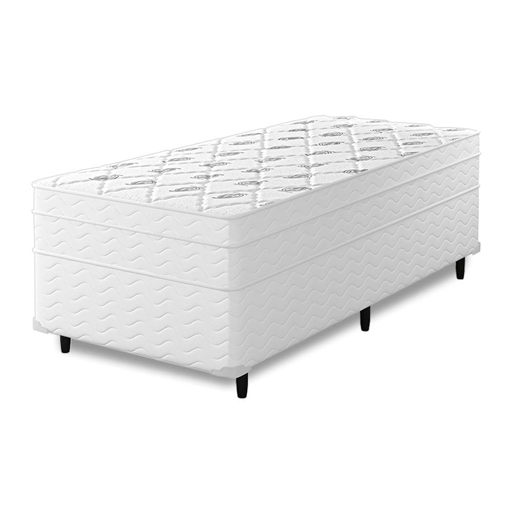 Cama Box Solteiro + Colchão Mola Ensacada Capitano EPS Europillow 88x188x67cm