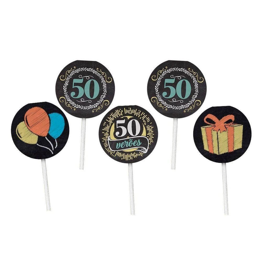 Topper Para Docinho 50 Anos - 8 Unidades
