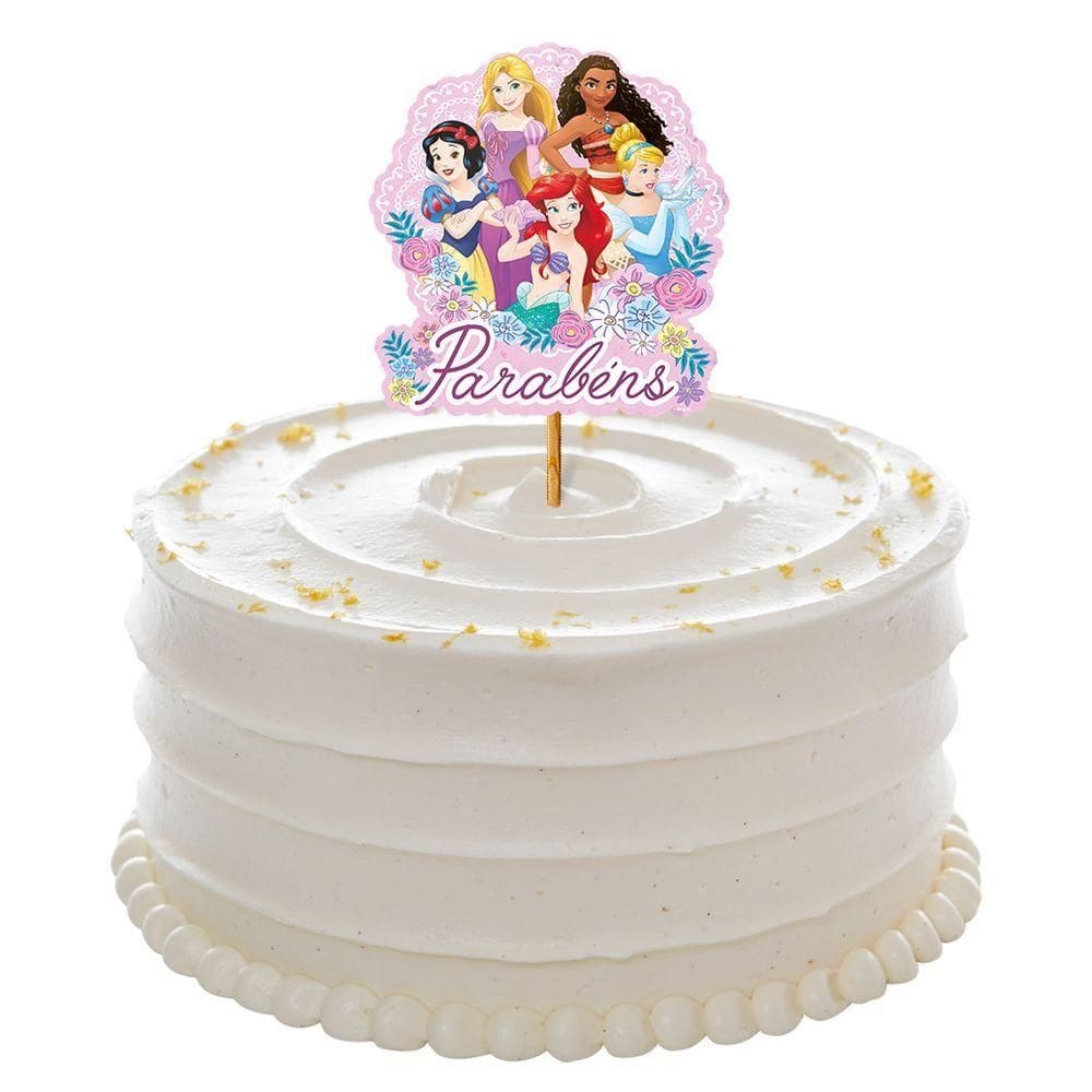 Topo De Bolo Princesas Disney Parabéns