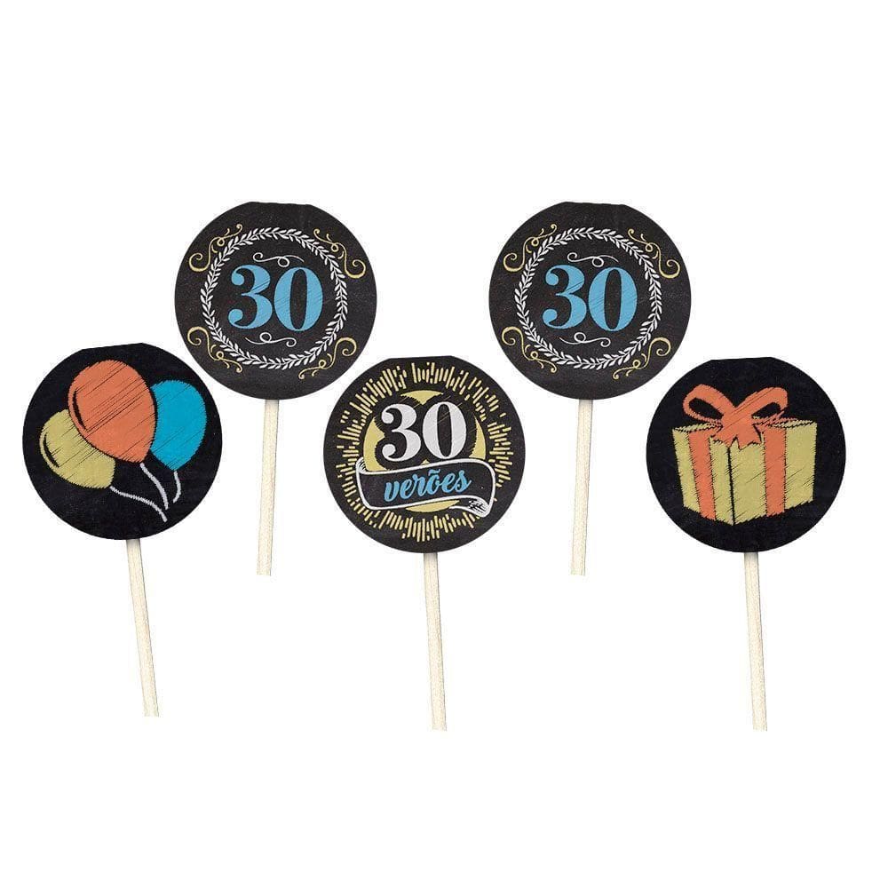 Topper Para Docinho 30 Anos - 8 Unidades