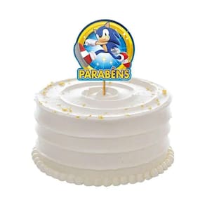 Topo De Bolo Sonic Parabéns