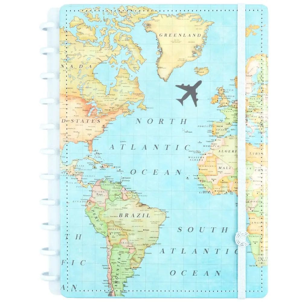 Caderno Inteligente Mapa Mundi Azul Médio