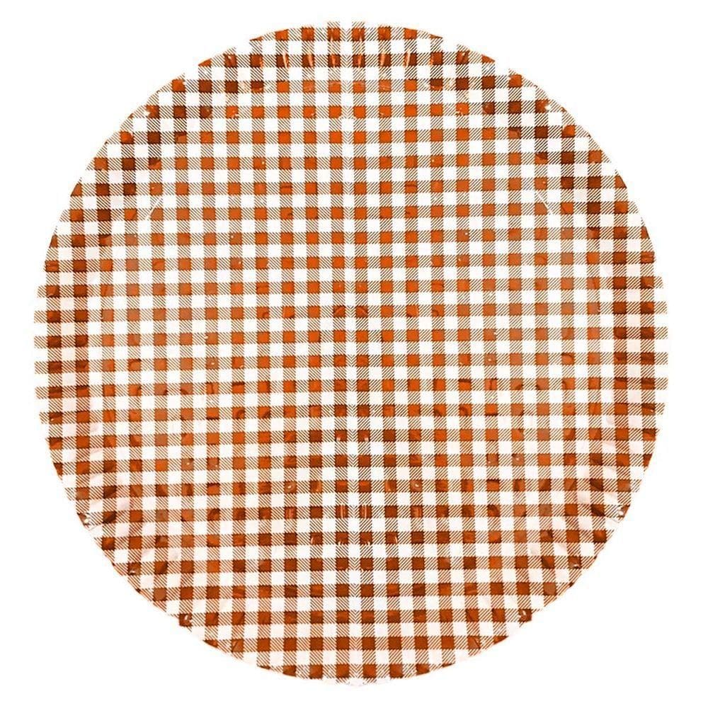 Prato De Papelão Laminado Xadrez Vermelho P6 - 32cm