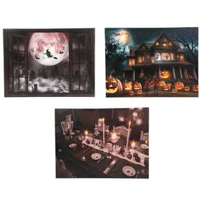 Quadro Decorativo Halloween Iluminado Led Modelo Cemitério