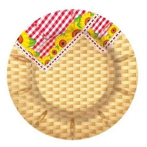 Prato De Papelão Redondo Arraiá Girassol 32cm
