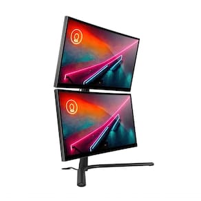 Suporte De Mesa Para Monitor Até 32 Duplo Vertical Com Regulagem De Altura E Inclinação Octoo Clipway-2w Preto