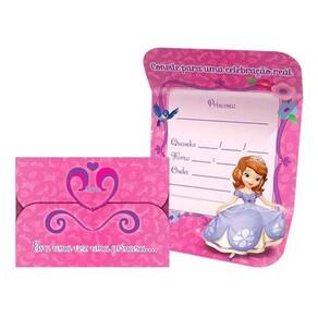 Convite De Aniversário Princesa Sofia - 12 Unidades