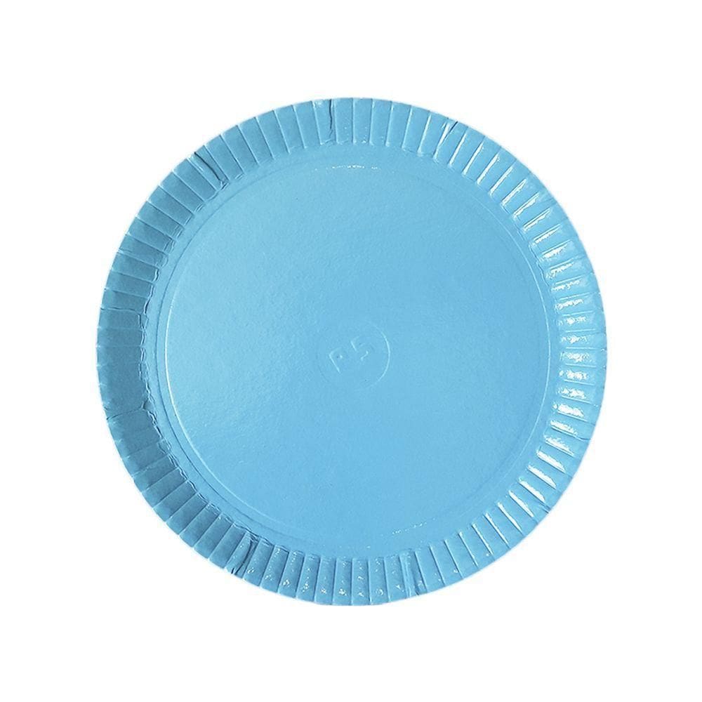 Prato De Papelão Laminado Azul Claro P5 - 28cm
