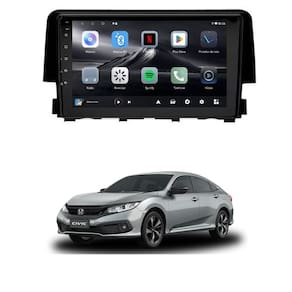 Central Multimídia Civic G10 2016 2017 2018 2019 2020 2021 2022 Svart Tela de 9" 2GB de RAM Android Auto e Carplay