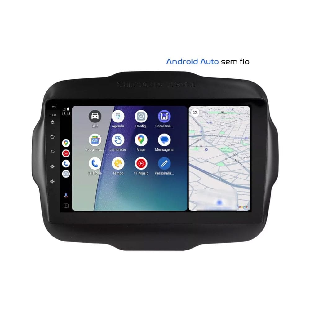Central Multimídia Jeep Renegade PCD e Standard Svart Tela de 9" 2GB de RAM Android Auto e Carplay + Câmera de ré