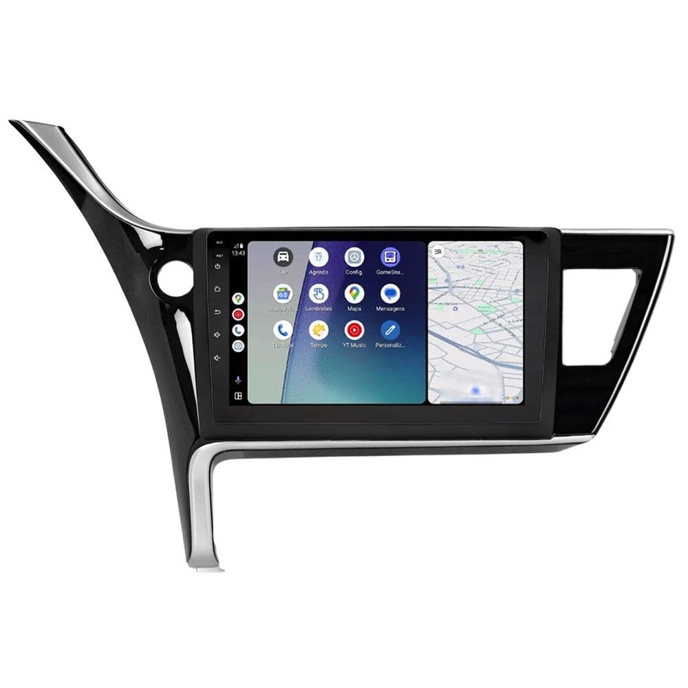 Central Multimídia Corolla GLi 2017 2018 2019 Svart Tela de 9" 2GB de RAM Android Auto e Carplay + Câmera de ré