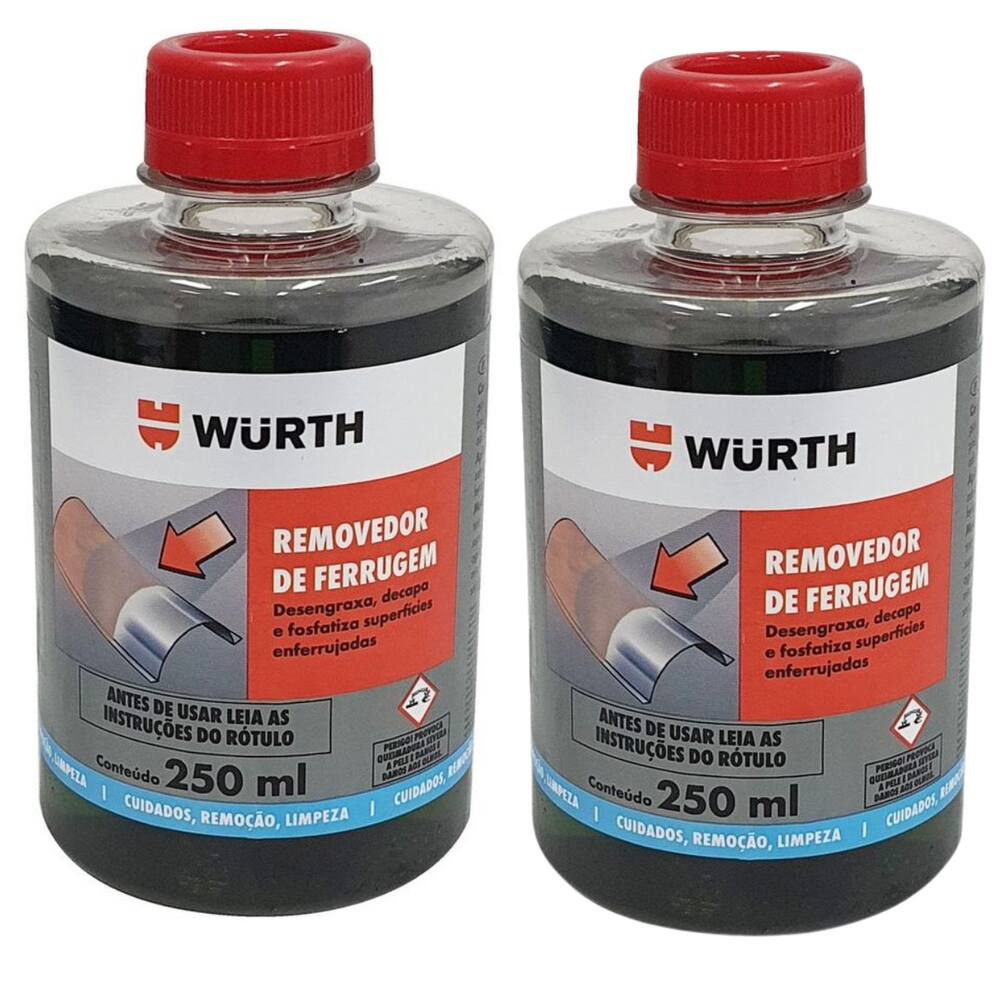 Kit 2 Removedor De Ferrugem Limpa Chassi 250ml Wurth Recupera Metal