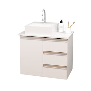 Balcão Móvel Gabinete Mdf Para Banheiro Com Tampo & Cuba 60cm