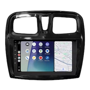 Central Multimídia Logan 2013 2014 2015 2016 2017 2018 2019 2020 2021 2022 Svart Tela de 9" 2GB de RAM Android Auto e Carplay + Câmera de ré