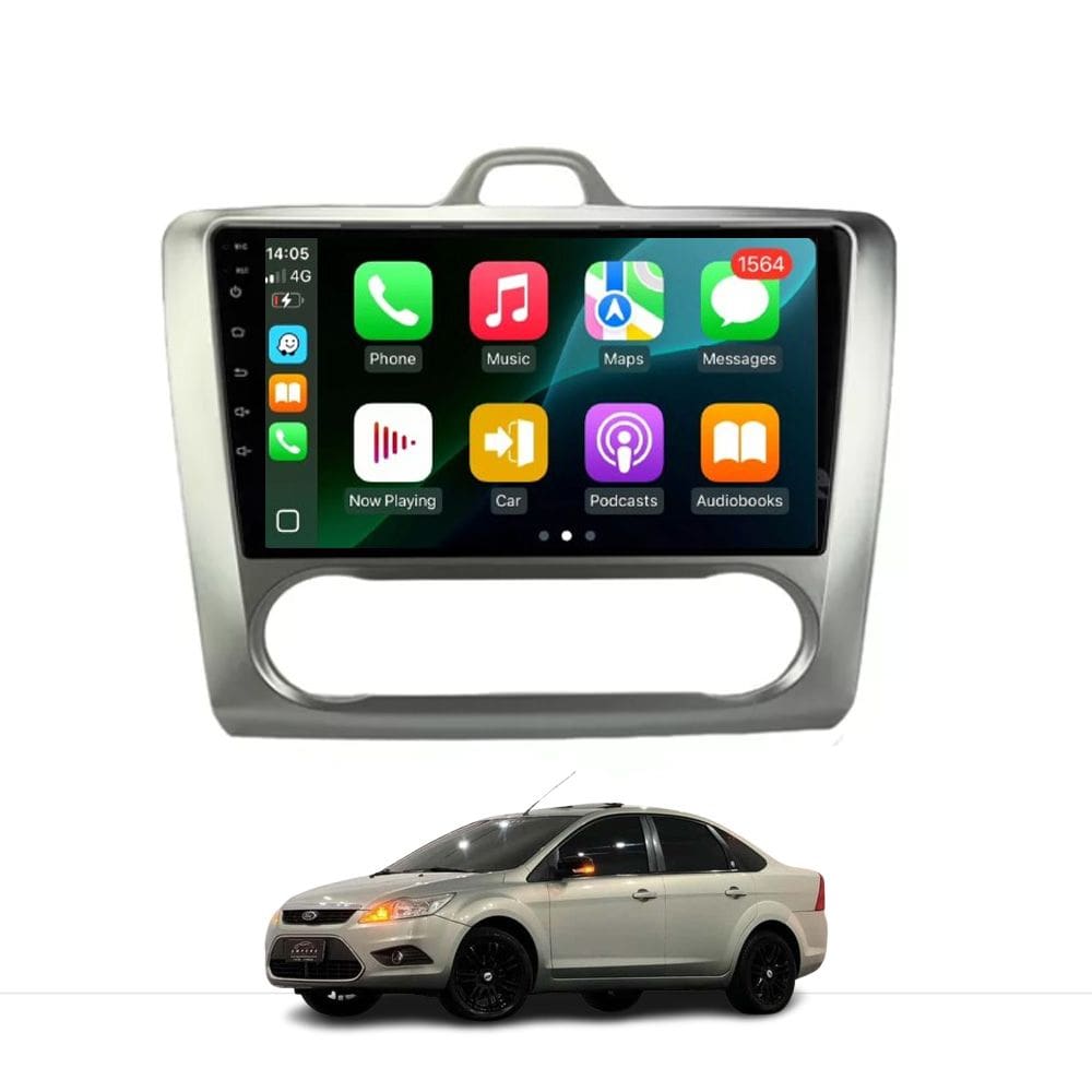Central Multimídia Focus Ar Digital 2009/2012 Svart Tela de 9" 2GB de RAM Android Auto e Carplay + Câmera de ré