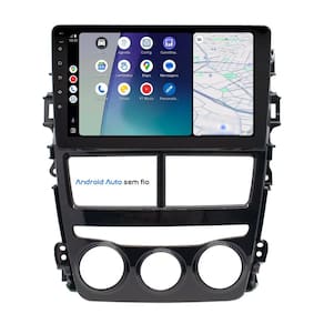 Central Multimídia Yaris 2018 2019 2020 2021 Svart Tela de 9" 2GB de RAM Android Auto e Carplay + Câmera de ré