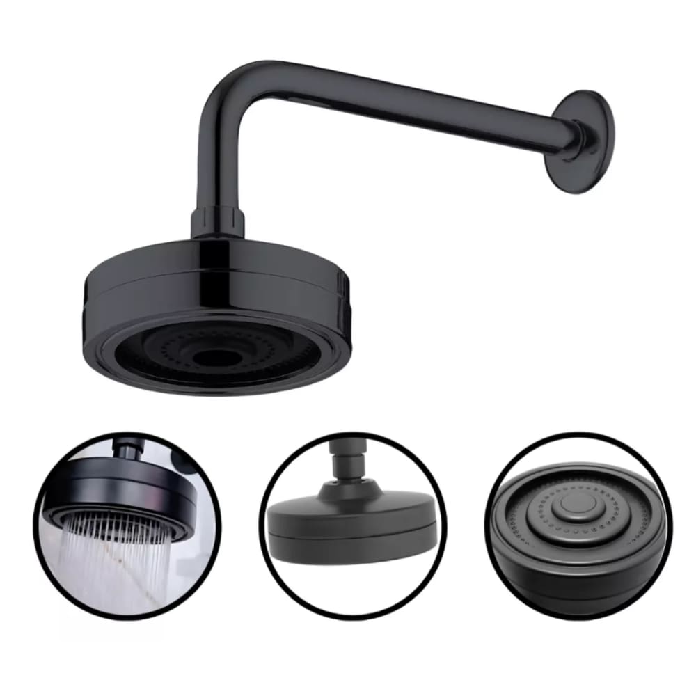 Ducha Chuveiro Redondo Articulado Abs Auto Limpante Preto