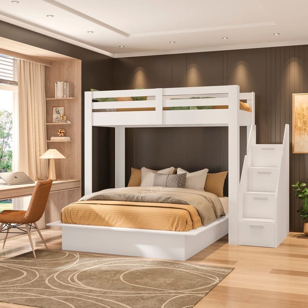 Beliche Family Adulto com Cama Casal Star Plus Casatema Branco Perfect Wood