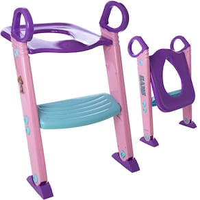 Redutor de Assento Vaso Sanitário Infantil com Escadinha Baby Style Patrulha Canina Antiderrapante Rosa Skye