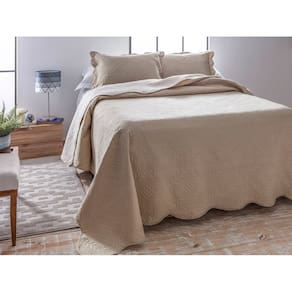 Colcha Cobre Leito Ultrasonic Dupla Face Dyuri Lisa - Jolitex - Bege Pastel - Casal