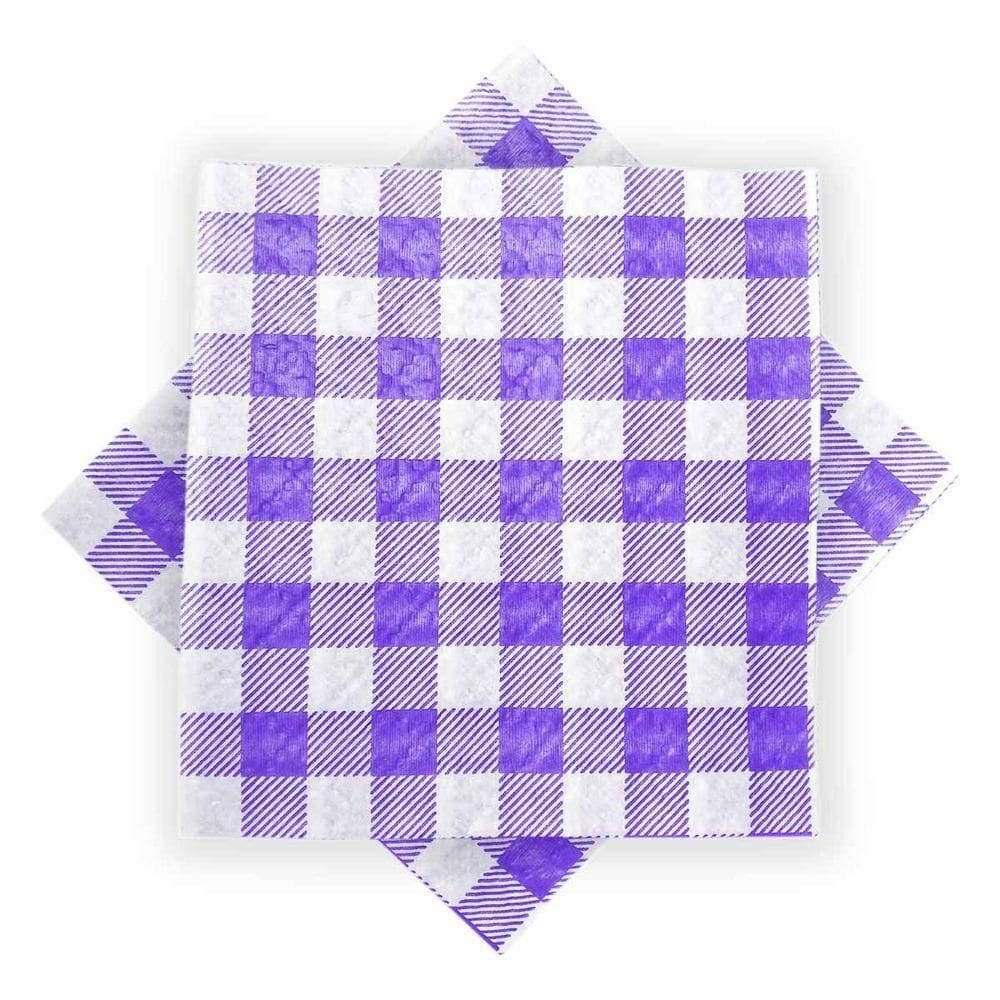 Guardanapo De Papel Xadrez Lilás 20cm X 21cm - 50 Unidades