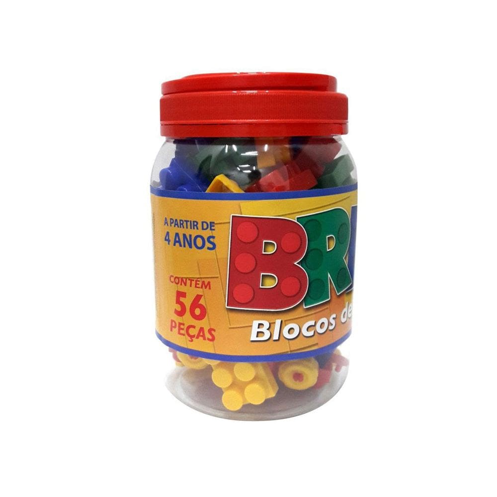Bricks Blocos De Montar Pote Com 56 Peças Pais E Filhos