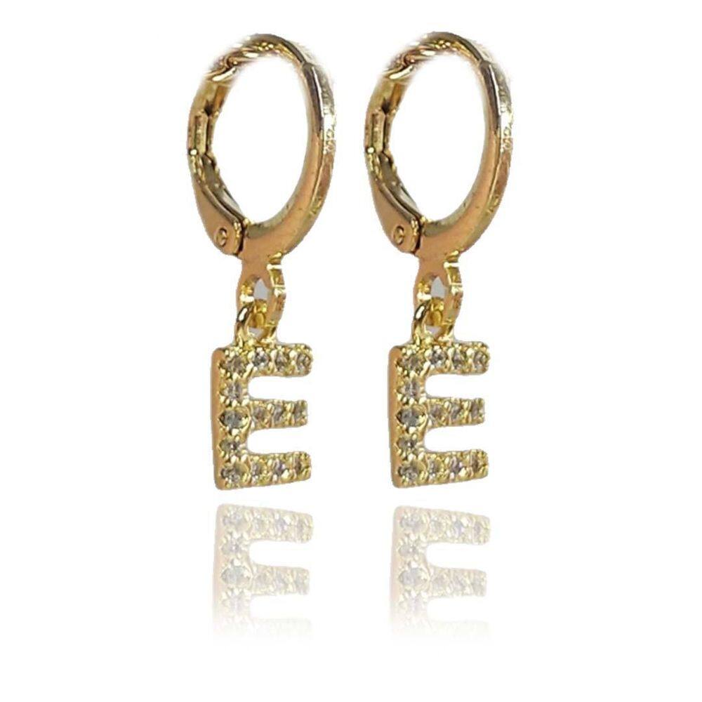 Brinco Argolinha De Letras Com Zircônias