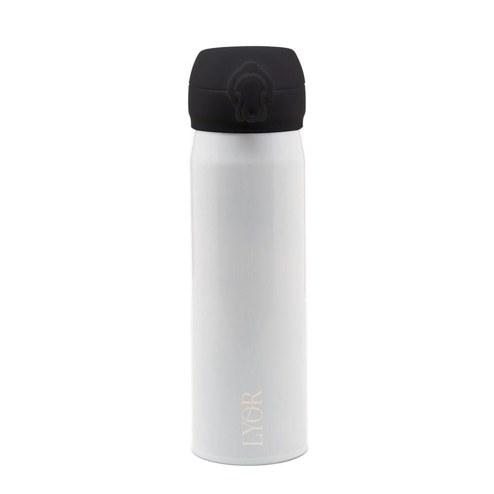 Garrafa Térmica Dupla Parede De Aço Inox Com Tampa Flip Branca 410 Ml 4684 - Lyor